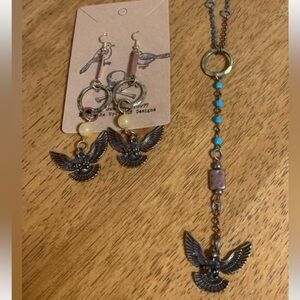 upcycled eagle dystopian warrior necklace and earrings set by @londonerus